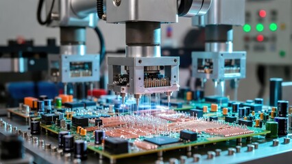 Obraz premium Advanced Technology in Electronics Production with Precision Machinery