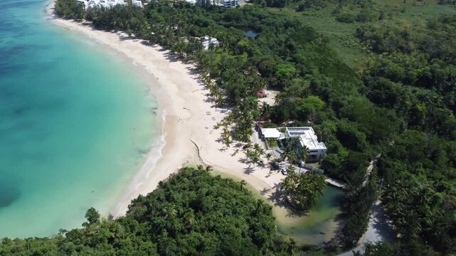 Playa Las Ballenas Beach Drone View Las Terrenas Dominican Republic