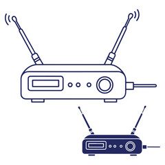 Fototapeta premium Wireless microphone receiver design with antenna and controls for professional audio recording and broadcasting technology needs