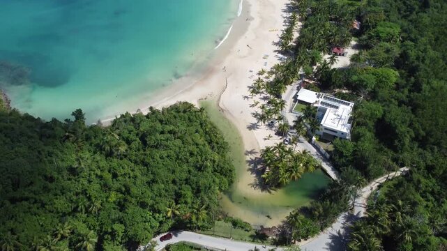 Playa Las Ballenas Beach Drone View Las Terrenas Dominican Republic
