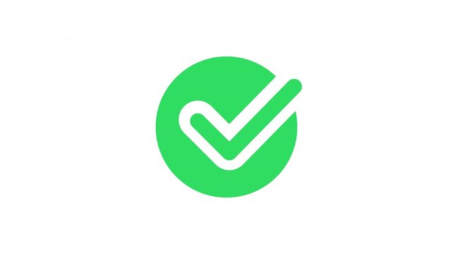 Green filled checkmark pop up animation with bounce bold confirmation icon Prores Alpha Channel 4K 60fps