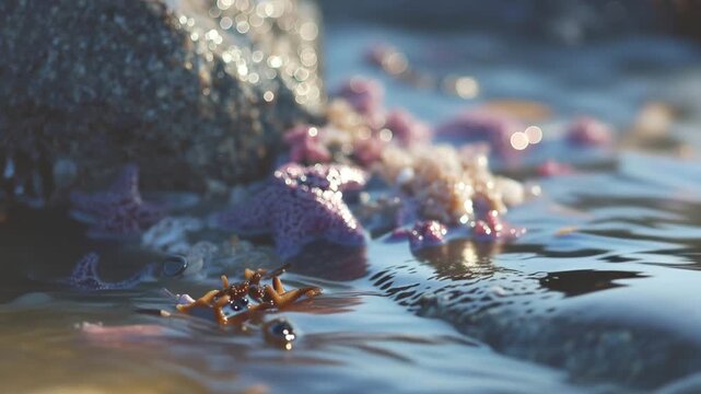 Vibrant Tide Pool with Purple Starfish