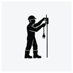 Fototapeta premium Electrician fixing electrical outlet or fixture