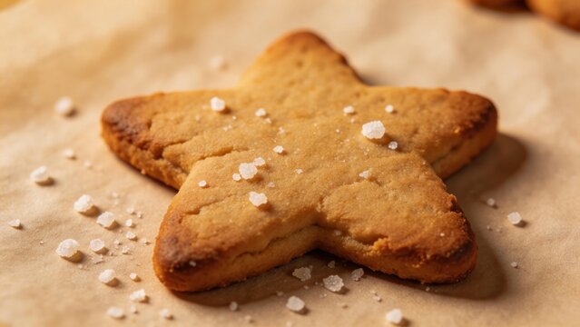 Gingerbread star cookie closeup textured surface sugar crumbs festive baking holiday tradition winter treat sweet dessert homemade pastry cozy seasonal food concept
