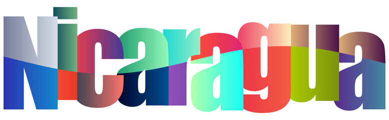 Colorful Gradient Typography Text Design For Nicaragua Country Branding © Gullaa