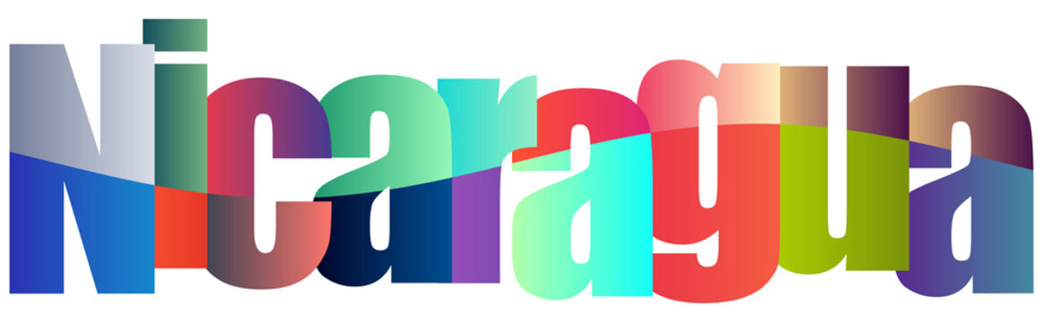 Colorful Gradient Typography Text Design For Nicaragua Country Branding