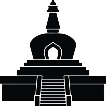 Silhouette traditional Buddhist stupa temple chorten monument vector design