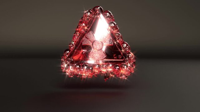 Red glass sign nuke radiation danger bg rotation endless 4k