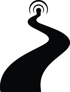 Silhouette winding path leading to connection signal vector design