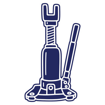 Stylized car jack illustration for automotive repair and maintenance needs showcasing a screw jack mechanism and a lever handle