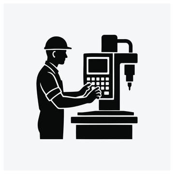 Silhouette of draftsman using technical drawing machine