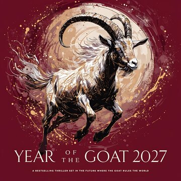 Majestic goat in motion for 2027 year of the goat celebration golden moon background chinese zodiac celebration new year tradition oriental astrology illustration movement powerful