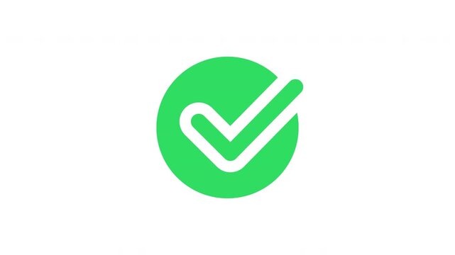 Green filled checkmark stamp animation bold pressing confirmation effect Prores Alpha Channel 4K 60fps