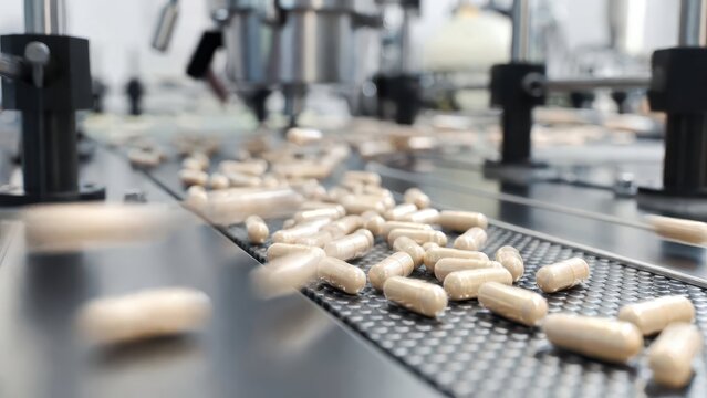 Manufacturing Process of Dietary Supplements on Production Line