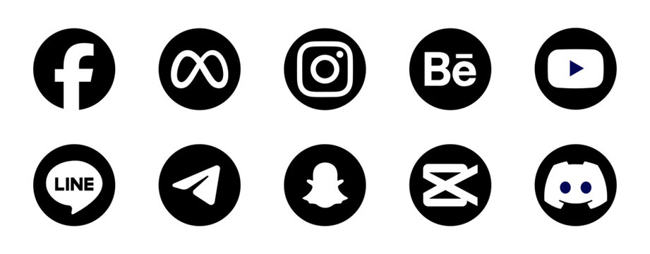 Social media business card for business card load  facebook, meta, instagram, behance, youtube, line, telegram, snapchat, capcut, and discord