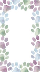 Fototapeta premium Watercolor oval shapes frame border in soft pastel colors on white background. Abstract artistic design for invitations, cards and decorative projects.
