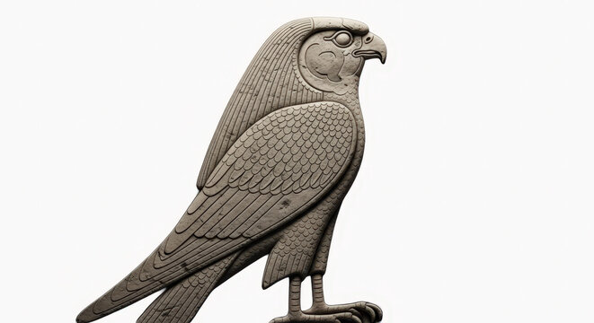 Ancient egyptian falcon statue carved in stone with intricate details and symbolic significance