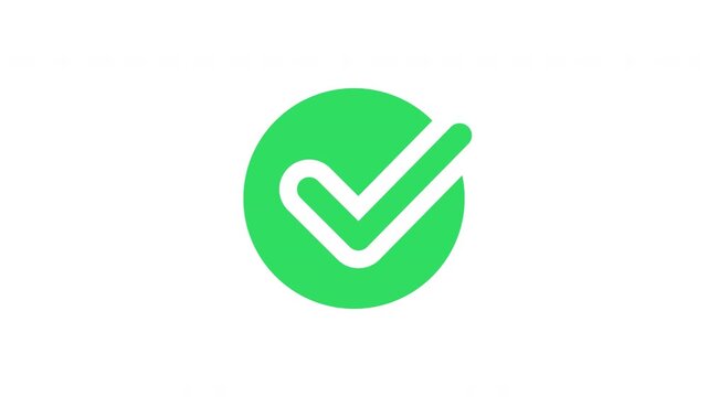 Green filled checkmark rising from bottom with bounce bold confirmation animation Prores Alpha Channel 4K 60fps