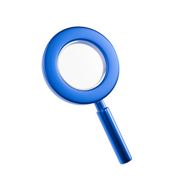 Search Icon  blue 3D Glass Magnifying Glass Minimal Design