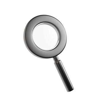 Search Icon  silver 3D Glass Magnifying Glass Minimal Design