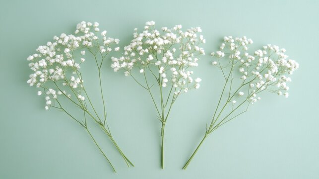 baby's breath flowers on green background
