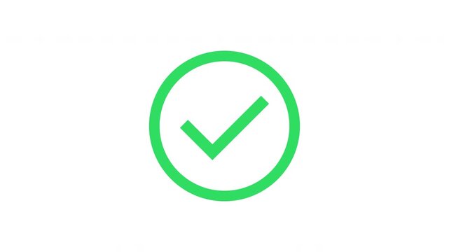 Green checkmark pop up animation with smooth bounce effect minimal clean UI confirmation icon Prores Alpha Channel 4K 60fps