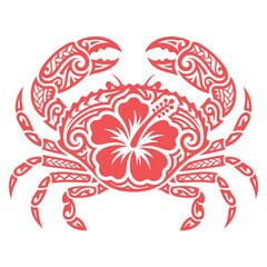 Red Crab with Hibiscus Flower Design. © DesignIMT