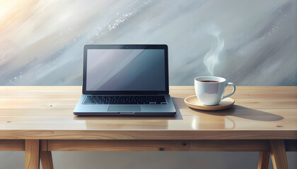 Fototapeta premium Lofi Minimal Workspace Coffee Background Copy Space