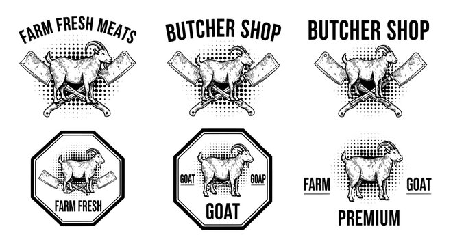 Collection of Goat Butcher Shop Logos and Labels Design