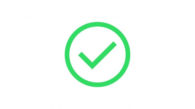 Green checkmark stamp animation pressing effect with solid circle confirmation icon Prores Alpha Channel 4K 60fps