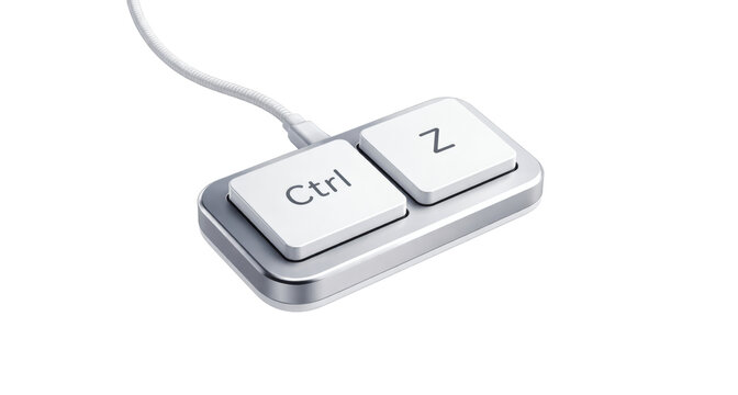 3D Keyboard Shortcut Ctrl and Z Undo Keys Isolated on White Background, Computer Command for Correction, Software Editing, Mistake Recovery, and Tech Support Concept Rendering