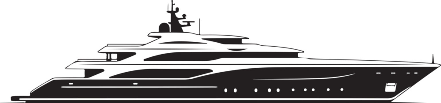 Luxury yacht, black yacht, vector boat, sailing vessel, modern design