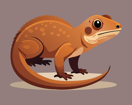 Curious brown lizard standing for reptile habitat themes wildlife posters and educational materials about exotic pets and forest animals for nature centers