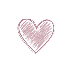 Fototapeta premium Isolated, imperfect chalk heart outline sketched in dusty rose and pale mauve pastels, featuring rough grain texture against a transparent void. concept of subtle romance and fragility