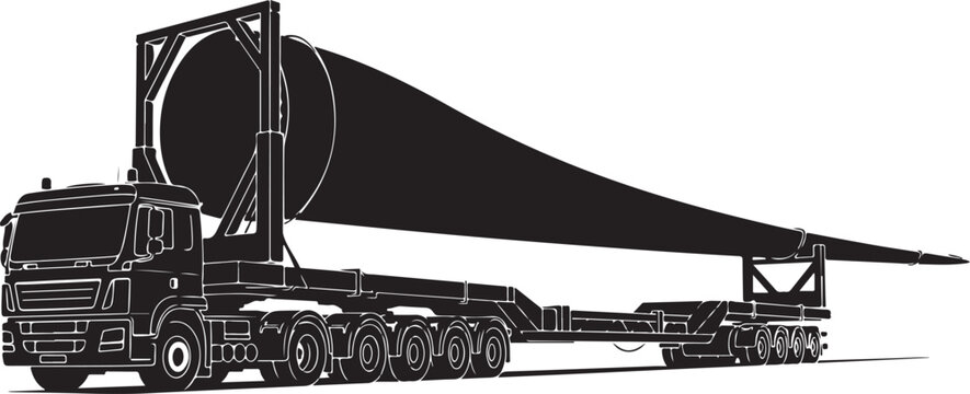 Industrial truck, heavy haulage, trailer transport, oversized cargo vector