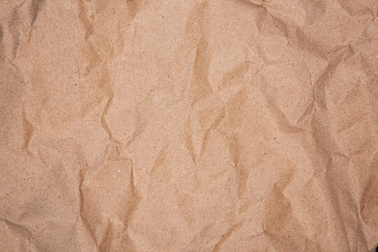 Crumpled Brown Kraft Paper Texture Background