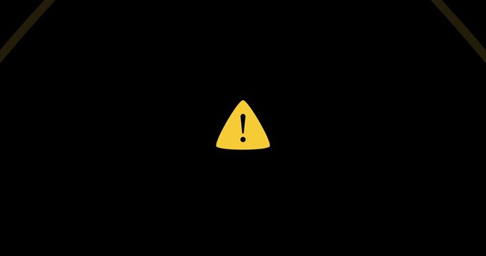 Alert risk safety danger road warning sign sign symbol message animated on a transparent background animation. Warning sign 4K looping animation
