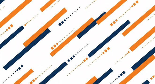 Modern abstract geometric pattern with diagonal lines in navy blue orange and white for creative design backgrounds and digital art projects
