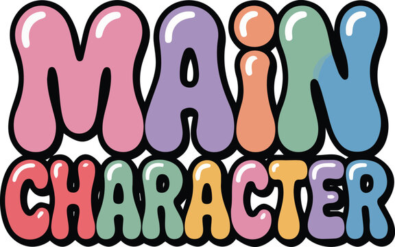 Colorful Bubble Letter Main Character Typography