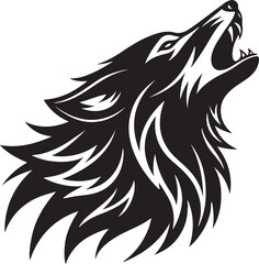 Fototapeta premium Black Silhouette of a Howling Wolf Head animal wild