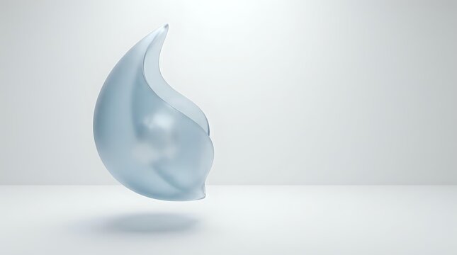 Abstract blue flame or wave shape floating on white background for modern design projects and creative presentations.