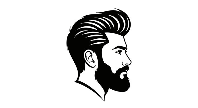 Stylish man profile with modern beard and haircut illustration