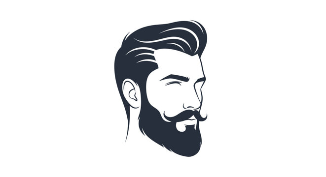 Stylish bearded man's head with mustache and groomed hair