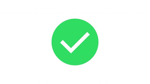 Green checkmark simple confirmation animation minimal UI icon clean design Prores Alpha Channel 4K 60fps
