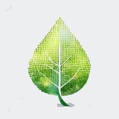 Obraz premium Vibrant green leaf illustration with abstract watercolor texture
