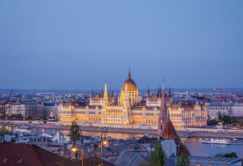 Fototapeta premium Hungarian Parliament Building, Parliament of Budapest. Aerial drone view of Budapest architecture, stunning historic building from above.