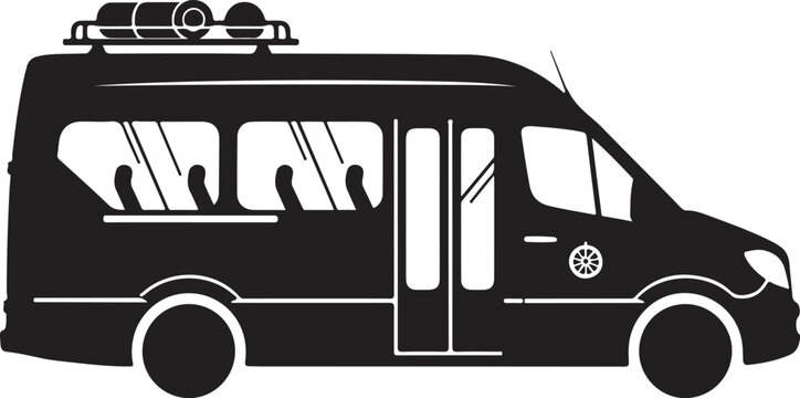 Black silhouette van, minibus, people mover, vehicle icon