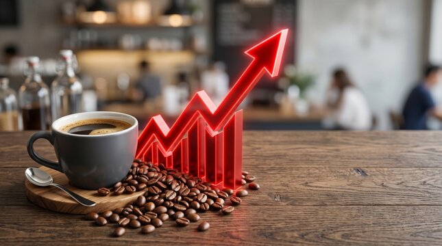 coffee price spike red graph commodity inflation concept
