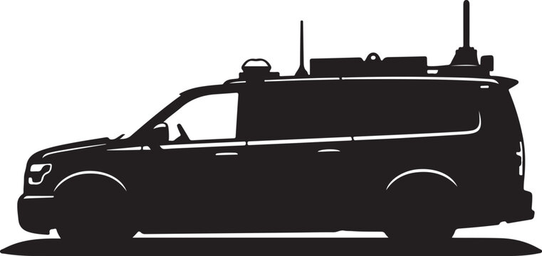 Black van silhouette, emergency vehicle icon, rescue van graphic, emergency services symbol