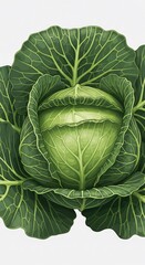 Fototapeta premium Vibrant Green Cabbage: Crisp Layers, Natural Beauty, Garden Freshness